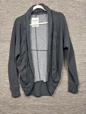 Aeropostale Cardigan Sweater Womens S/M Gray Open Front Dolman Knit Shawl Collar